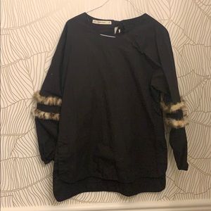 Poplin top with faux trim